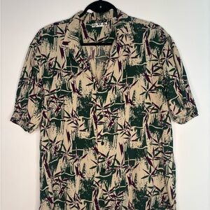 Uniqlo Green and Cream Abstract Shirt